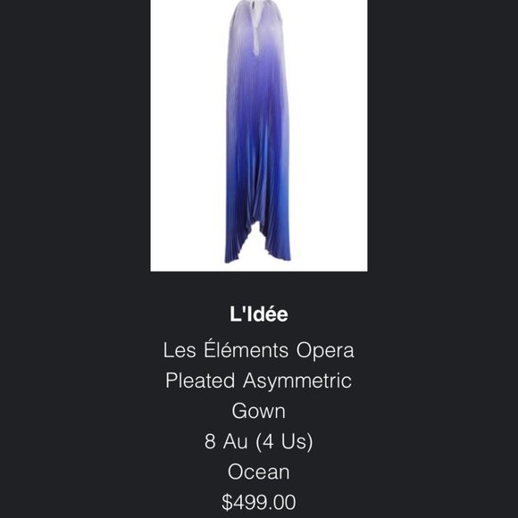 L'IDEE les éléments opera pleated asymmetric gown - Ocean Blue | Size: Small, 4 - Picture 4 of 14